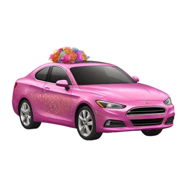 Pink car with glitter and decorated flowers  sticker