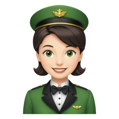 Lady butler with tigh hair and green uniform sticker