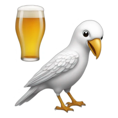 Un oiseau blanc qui boit une beer sticker