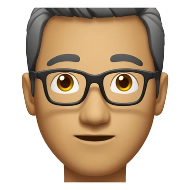 asian man with square glasses sticker