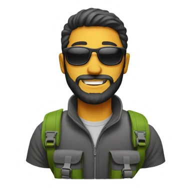Man with sunglasses and beard backpacking  sticker