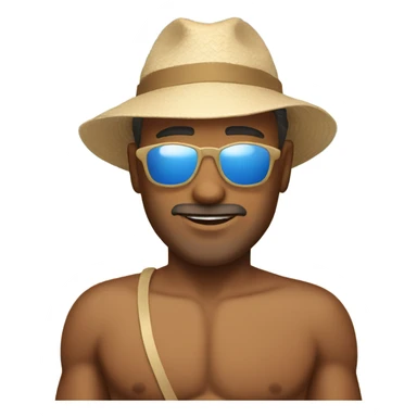 Tan man on the beach sticker