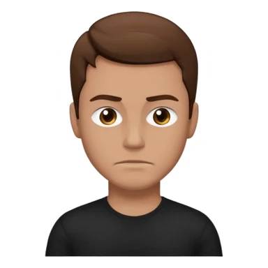 man with brown hair who is strong wearing black t shirt not smiling sticker