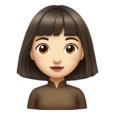 niña china con flequillo y ojos marrones sticker