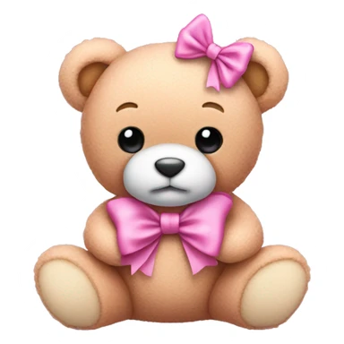 pink bow teddy bear solo sticker