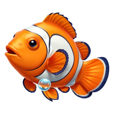orange clownfish blowing bubbles sticker