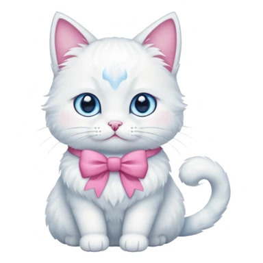 White cat with pink bow sticker