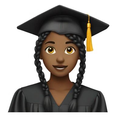 black girl with black braids with a graduation cap on sticker