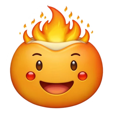 fire burning inside a cartoon stomach, emoji style sticker