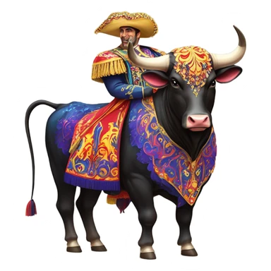 fancy Big bull and Spanish matador flaunting. sticker