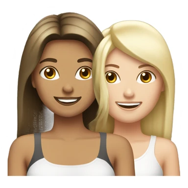 White blonde female and white brunette female best friends happy smiling  sticker