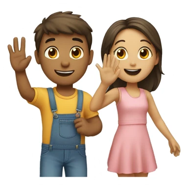 a boy and a girl waving to eachother sticker