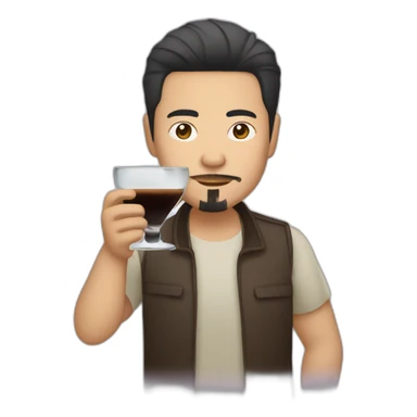 Asian guy with goatee and medium long hair drinking expresso martini sticker