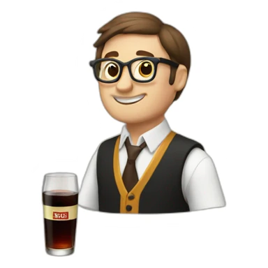 nerd drinking a bottle of fernet sticker