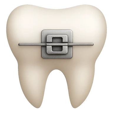 Add a realistic dental brace to the tooth in the image, matching the style and lighting of the original. Keep the background transparent. sticker