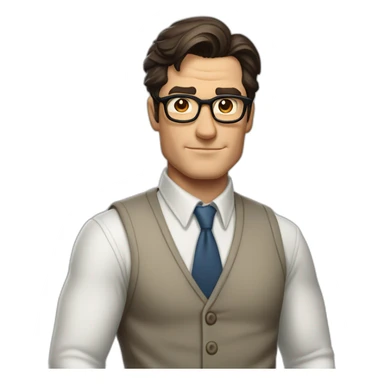 wide shot portrait of clark kent with high great-looking hair and casual white shirt sticker