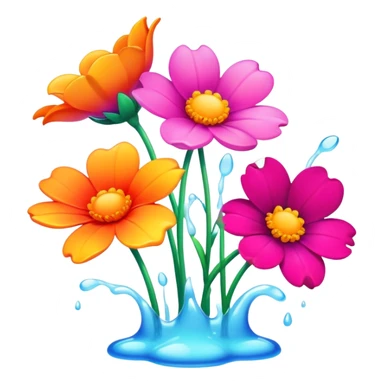 smiling melting garden flowers  sticker