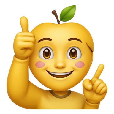 Classic apple style yellow emoji face smiling with hand in frame with their thumb and pointer finger crossed sticker