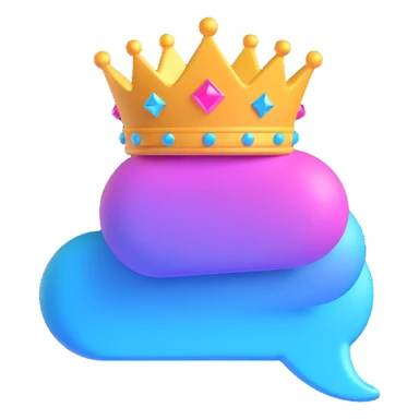 chat bubble with a crown and sparkles, emoji style sticker