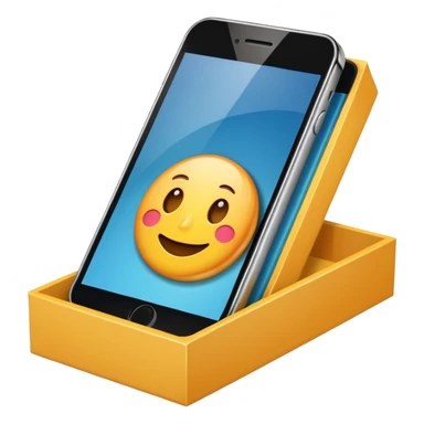 new mobile phone partially visible in an open box sticker