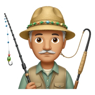 William Faulkner fishing. There is a pharaoh's headdress, a nemes, on his hook sticker