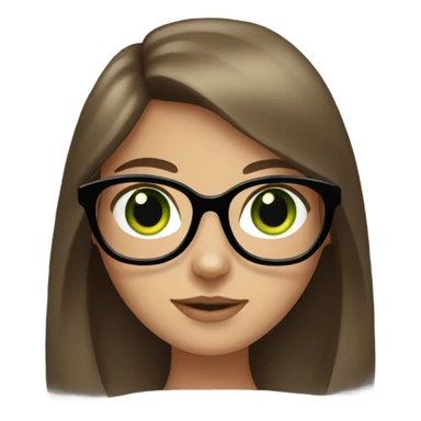 Girl with long brown hair and green eyes with glasses holding a black cat  sticker