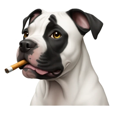 Black pitbul with a cigarette sticker
