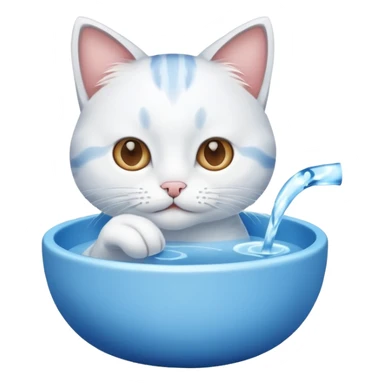 a cat drinks water from a bowl sticker