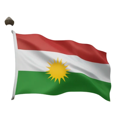 Kurdistan flag with red on top white in middle and green at bottom with a sun in middle sticker