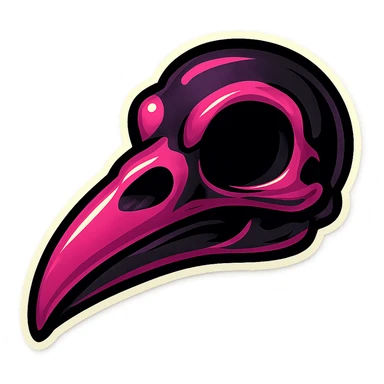 gothic raven skull, black and pink, retro stickers style sticker