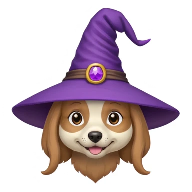 dog wear purple wicth hat sticker