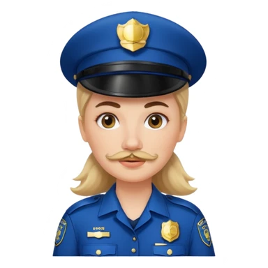 white woman with mustache wear police's uniform sticker