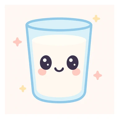 cute glass of milk with a smiling face, kawaii style sticker