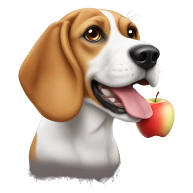 create a emoji of a beagle with a apple in her mouth sticker