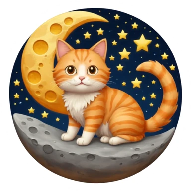 Cat moon sticker