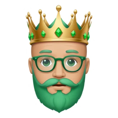 Bald lightskin king glasses beard crown green clothea sticker