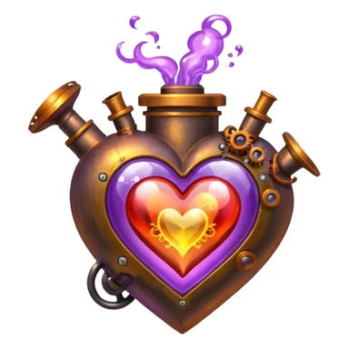 steampunk heart with magic red, violet, orange and yellow potions flying  sticker