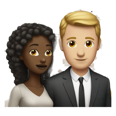 a black woman next to a white man sticker