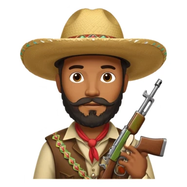  black cowboy with full beard, sombrero and a ak47 up sticker