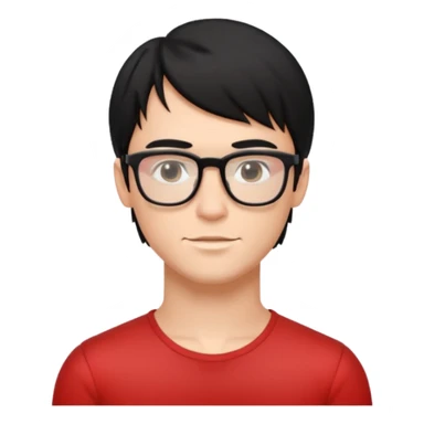 Beautiful thin guy, fair skin, glasses, and a short black mullet hairstyle, thin and muscled sticker