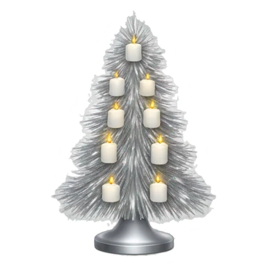 Silver Tinsel Christmas tree with white candles  sticker