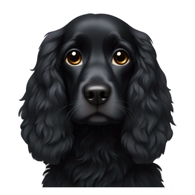 Small completely black spaniel with black fur on his whole face and white fur only on his chest sticker