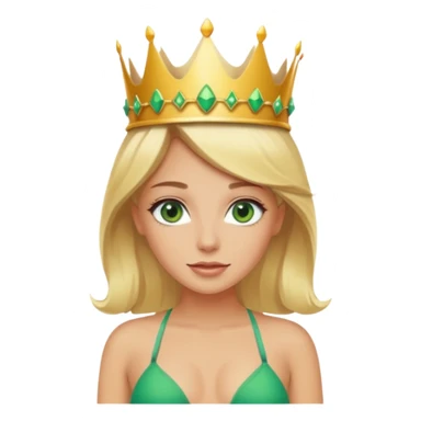 Blonde Queen crown Green eyes Bikini whole body sticker