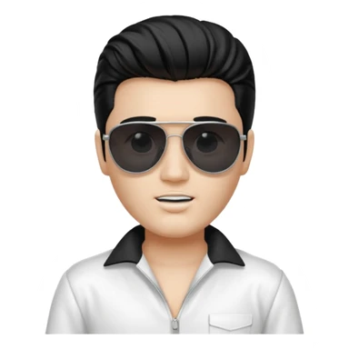 A boy with an Elvis Presley mask with sunglasses (with total black lenses)dressed as Elvis Presley (white dress) sticker