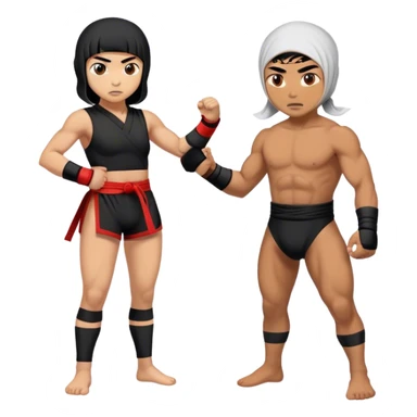 An asian ninja girl vs middle-east wrestling male fighter sticker
