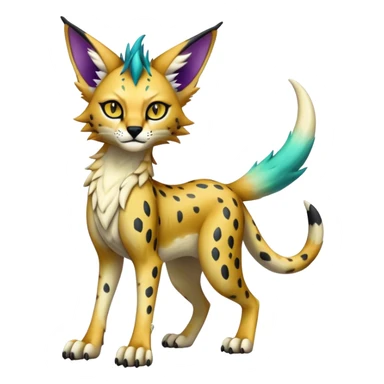 Epic Edgy Colorful ethereal eldritch Sergal-Serval-Vernid full body sticker