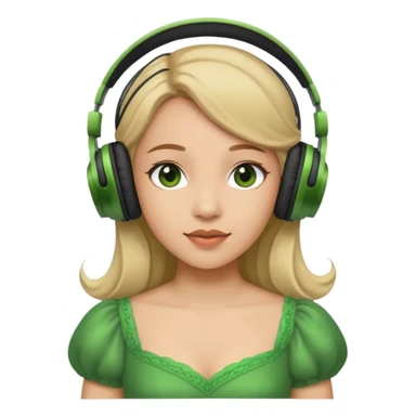 princess with headphones green dress sticker