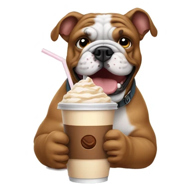 Bulldog drinking iced coffee sticker