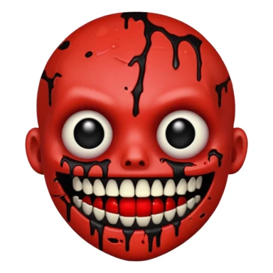 Zombie emoji with black grills and red paint splattered on it sticker