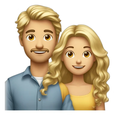 garçon blond bouclé faisant un câlin à fille brune cheveux longs sticker